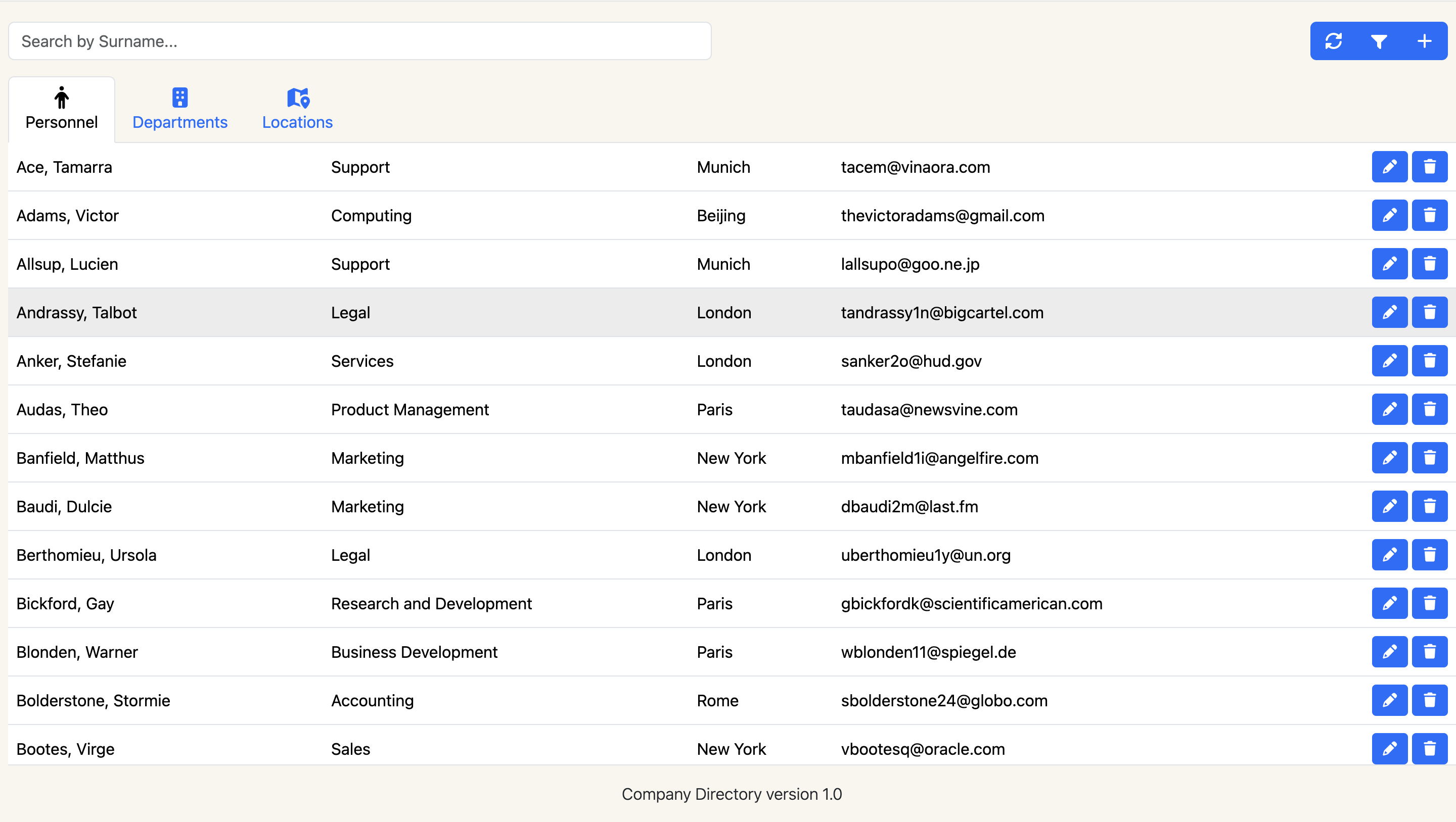 Company Directory Screenshot