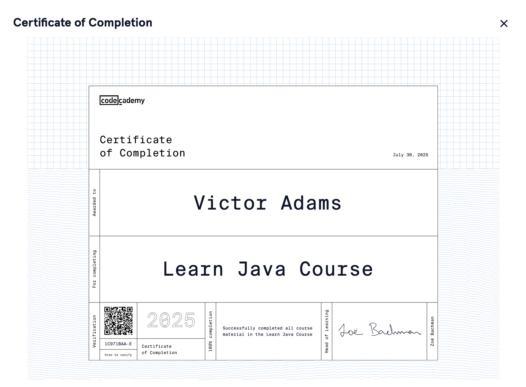 Java Certificate
